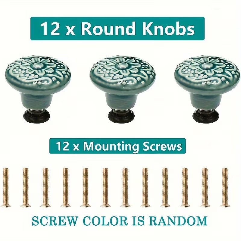 12pcs Ceramic Cabinet Knobs, F – Furniture Hardware Products recenzja i cena